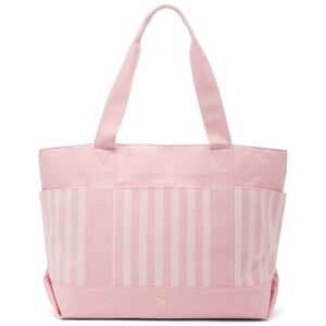 Victoria's Secret Pink White Iconic Stripe Pocket Tote Bag